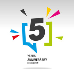 Fototapeta 5 Years Anniversary colorful white modern logo icon banner holiday illustration obraz