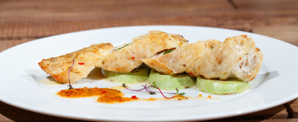 Pork tenderloin with broccoli puree.