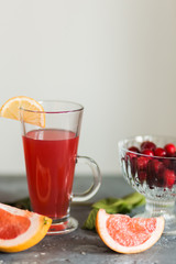 Citrus and lemonade on the table in summer
