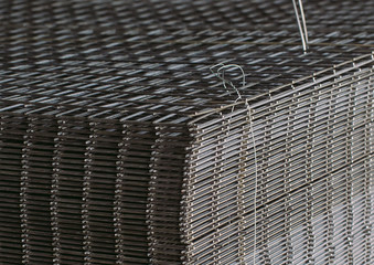 Metal grid. Heavy industry production. Metal rolling plant