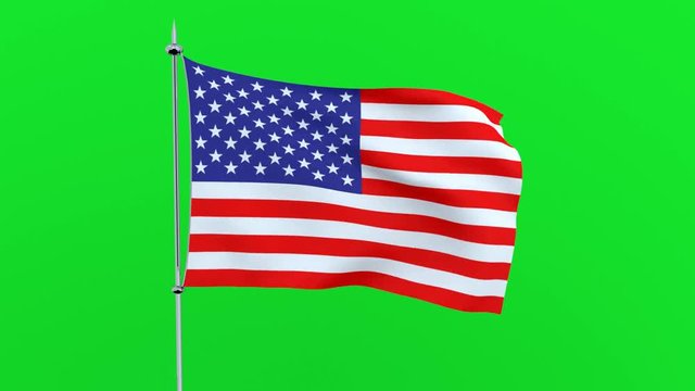 Flag of the country   United States on green background. 3D rendering