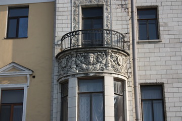 the decoration of the facade of the building  