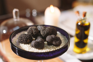 Black truffle mushroom on the rice.