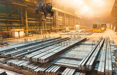 Naklejka premium Warehouse metal blank. Electroplating plant for the metal.