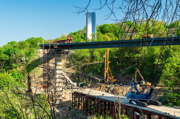 The construction of the bridge in Kiev, Ukraine.