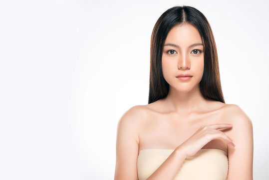 Beautiful Young asian Woman with Clean Fresh Skin