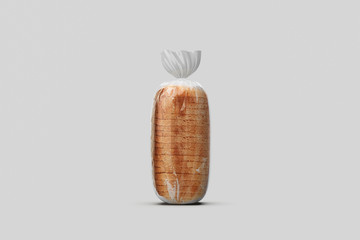Transparent Bag for new design Bread Package isolated on soft gray background.3D rendering.