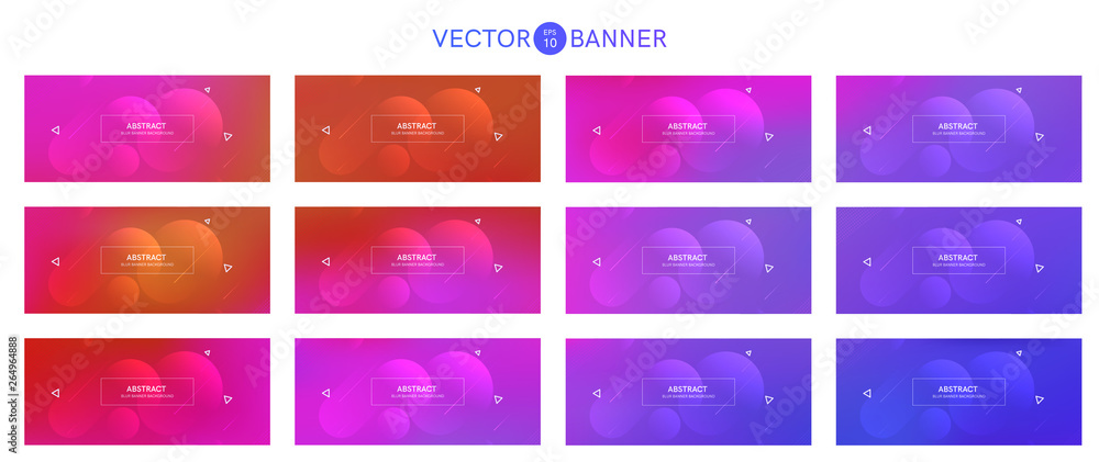 Poster abstract banner with gradient shapes set