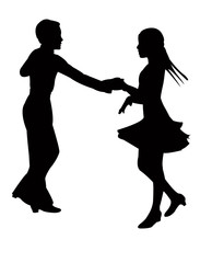 a teenager couple dancing silhouette vector