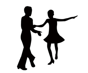 a teenager couple dancing silhouette vector