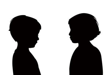 children making chat, silhouette vector