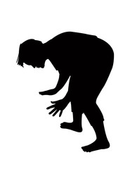 a woman about to fell down, silhouette vector