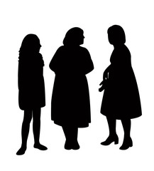 women making chat, silhouette vector