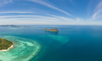 Aerial drone view of beautiful tropical Bamboo Island in Thailand