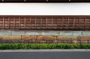 street wall background ,Industrial background, empty grunge urban street with warehouse brick wall