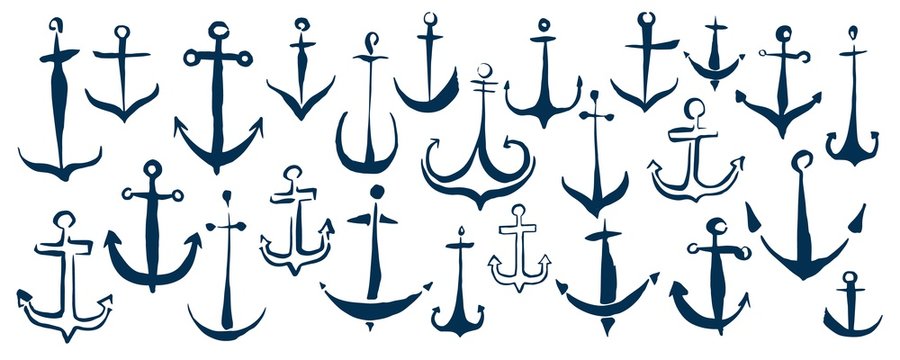 Anchors banner hand painted with ink brush
