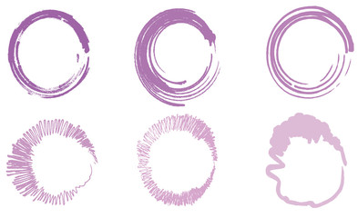 abstract background Doodle brush strokes set lilac circles