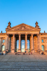 Front view of  the entrance of Reichstag building in Berlin