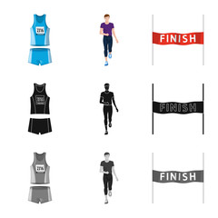 Vector design of sport  and winner symbol. Set of sport  and fitness  vector icon for stock.