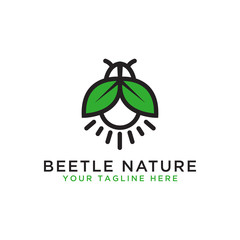 Natural Beetle Vector Logo Design. - Vector