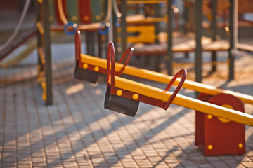Swing balancer close-up on the playground outdoor