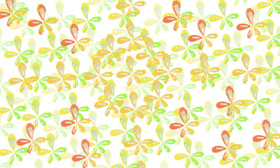 Seamless pattern flowers yellow, green and red colors on white background. Lot's of flowers.