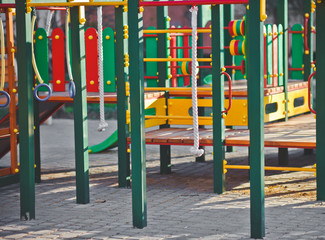 Fototapeta na wymiar Outdoor playground for children close up