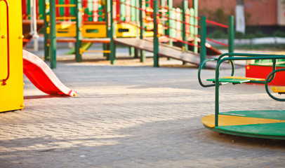 Children's outdoor playground close-up. Concept of childhood