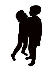 children together, silhouette vectır