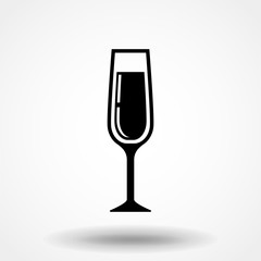 Glass of champagne, celebration concept icon on white background