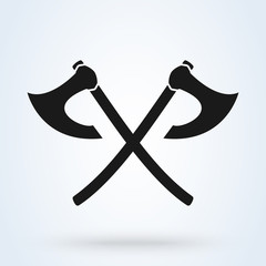 Crossed ax viking isolated on white background. Vector illustration