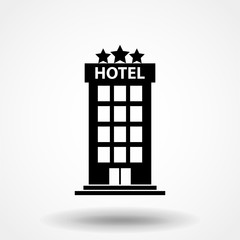 Hotel icon on isolated background. Simple flat pictogram for business. Trendy modern vector symbol for web site design or mobile app.