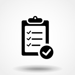 Checklist vector icon. Black illustration isolated for graphic and web design.