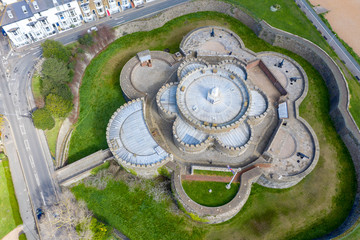 Aerial view of Deal castle, Deal, Kent, UK