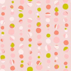 Geometric seamless pattern with polka dot background. Modern hand drawn texture. Vector illustration for print, wrapping paper, design.