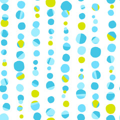 Geometric seamless pattern with polka dot background. Modern hand drawn texture, confetti concept. Vector illustration for print, wrapping paper, design.
