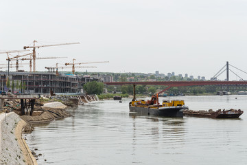 Belgrade, Serbia April 26, 2019: Construction site in Belgrade on the waterfront