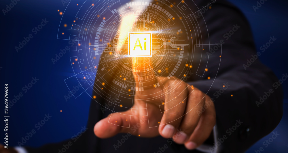 Poster future technology interface working with future technologies called ai (artificial intelligence) bus