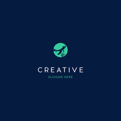 turtle and coral reef logo inspiration, underwater logo, Sea emblem. Seaweeds, turtle, coral and tropical fishes. Underwater life icon. Sign for oceanarium, aquarium or travel company.