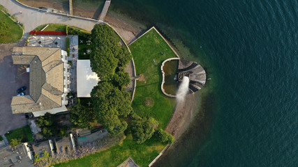 Aerial drone panoramic photo of famous lake Como one of the deepest in Europe, Lombardy, Italy