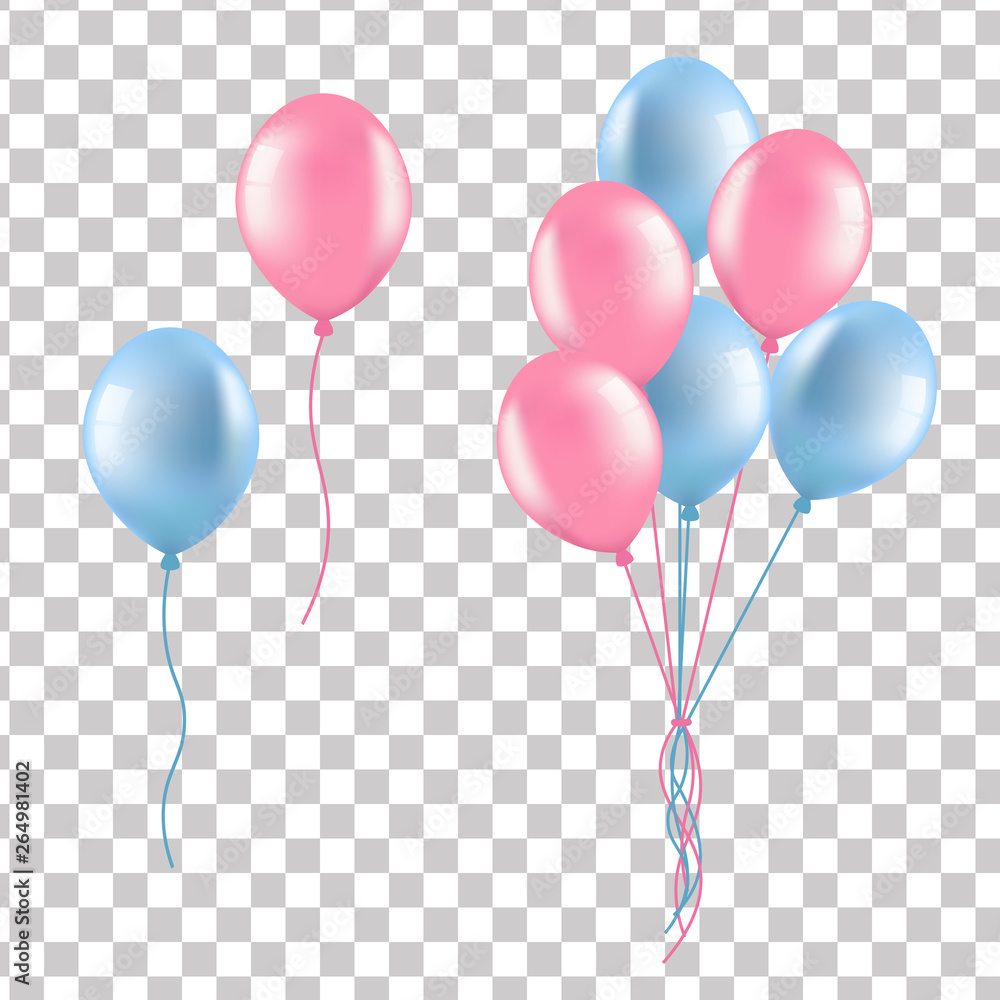 Poster balloons isolated on transparent background. vector inflatable balls realistic style.