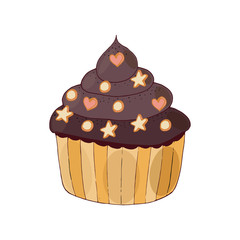 Vector cake with little biscuit isolated on the white