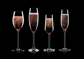 Rose pink champagne glasses with bubbles