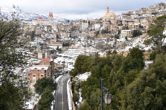 Bcharre, Lebanon Winter Cityscape