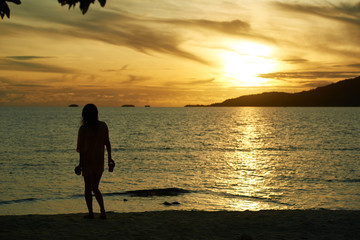 Sunset beach in chuuk lagoon