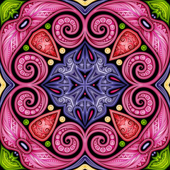 Colored Seamless Pattern with Mosaic Motif