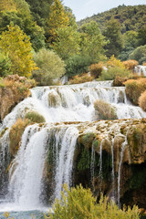 Obraz premium Krka, Sibenik, Croatia - Krka Cascades leading to a river bed