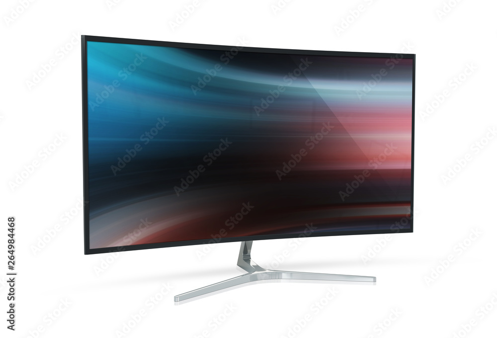 Poster Modern computer monitor mockup isolated on white 3d rendering
