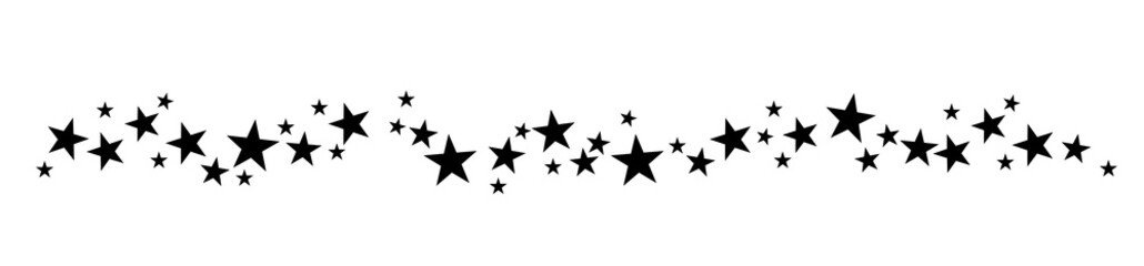 Christmas vector header. Black stars on white background
