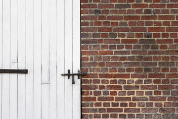 Old wood door brick wall